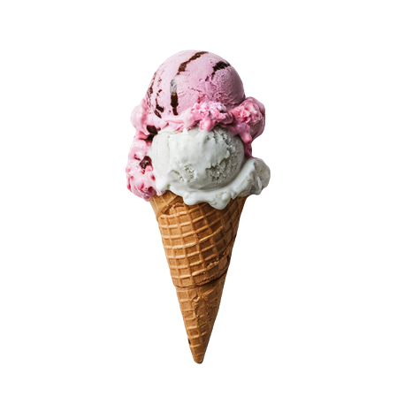 Eiswaffel mit verschiedenen Eiskugeln